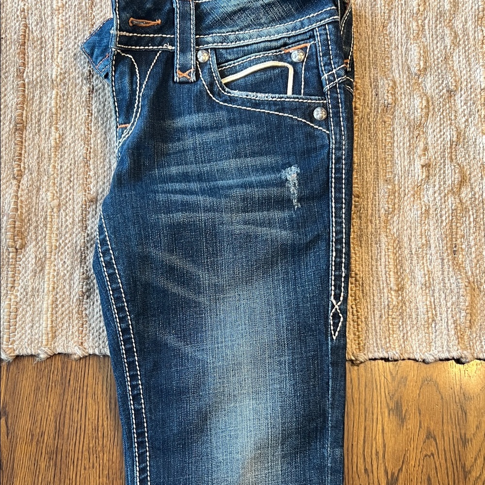 Rock Revival Blue Ankle Jeans with Contrast Stitching